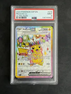 2024 Pokemon SSP EN - Sv08:Surging Sparks Ultra Rare Pikachu EX 219/191 PSA 9 - Image 1