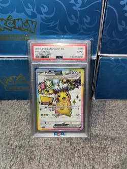 2024 POKEMON SSP EN-SURGING SPARKS ULTRA RARE #219 PIKACHU EX PSA 9 - Image 1