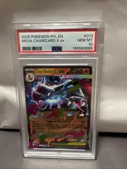 2025 POKEMON PFL EN-PHANTASMAL FLAMES #013 MEGA CHARIZARD X EX PSA 10 - Image 1