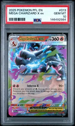 2025 POKEMON PFL EN-PHANTASMAL FLAMES #013 MEGA CHARIZARD X EX PSA 10 - Image 1