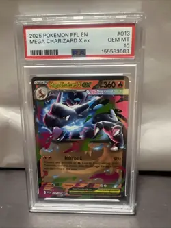2025 POKEMON PFL EN-PHANTASMAL FLAMES #013 MEGA CHARIZARD X EX PSA 10 - Image 1