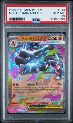2025 POKEMON PFL EN-PHANTASMAL FLAMES #013 MEGA CHARIZARD X EX PSA 10 - Image 1