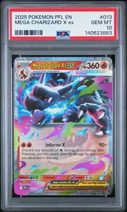 2025 POKEMON PFL EN-PHANTASMAL FLAMES #013 MEGA CHARIZARD X EX PSA 10 - Image 1