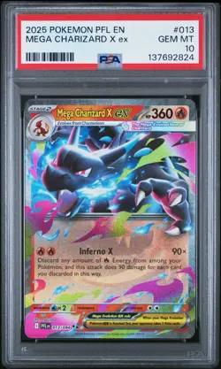 2025 Pokemon PFL EN-Phantasmal Flames Mega Charizard X EX #013 PSA 10 - Image 1