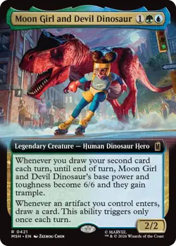 x1 Moon Girl and Devil Dinosaur - Foil - Extended Art R MTG Marvel Super Heroes - Image 1