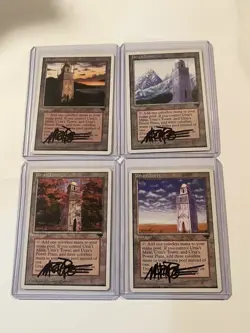 4x Urza's Tower *SIGNED BY MARK POOLE* CHRONICLES 1995 *Autograph - Image 1
