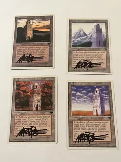 4x Urza's Tower *SIGNED BY MARK POOLE* CHRONICLES 1995 *Autograph - Image 2
