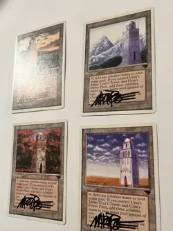4x Urza's Tower *SIGNED BY MARK POOLE* CHRONICLES 1995 *Autograph - Image 3