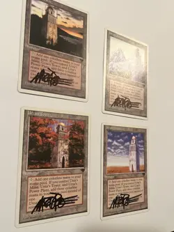 4x Urza's Tower *SIGNED BY MARK POOLE* CHRONICLES 1995 *Autograph - Image 4