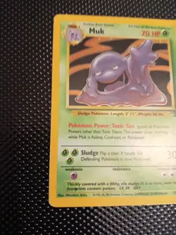 Pokemon Muk 13/62 Holo Rare Fossil Card 1999 WOTC Original - Image 3