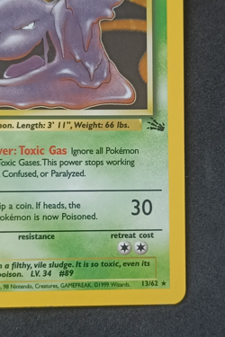Pokemon TCG Muk 13/62 Fossil Holo Rare Card Vintage WOTC - LP - Image 5