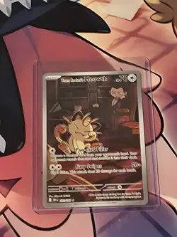 Team Rockets Meowth 203/182 SV10 Destined Rivals Illustrated Card NM - Image 1