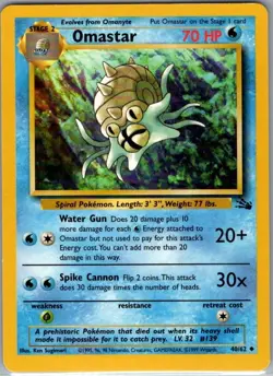Omastar 40/62 Non Holo Fossil - Pokemon Card - NM - Image 1