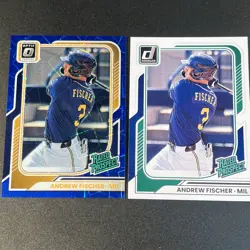 Andrew Fischer 2026 Donruss Optic Blue Velocity + Base #102 RC (2 Cards) - Image 1