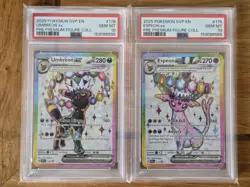 Pokemon TCG Umbreon Ex 176 & Espeon Ex 175 Prismatic Evolutions Promos PSA 10 - Image 1