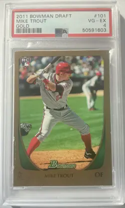 2011 Bowman Draft Mike Trout GOLD #101 PSA 4! Pop 4! Angels Rookie RC SP Invest! - Image 1