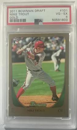 2011 Bowman Draft Mike Trout GOLD #101 PSA 4! Pop 4! Angels Rookie RC SP Invest! - Image 2