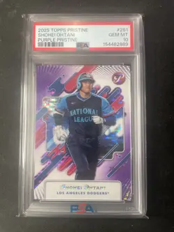 2025 TOPPS PRISTINE #281 SHOHEI OHTANI /99 PURPLE REFRACTOR POP 4 PSA 10 - Image 1