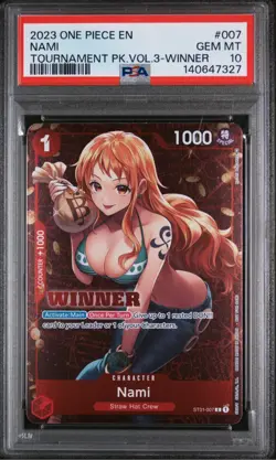 2023 ONE PIECE PROMOS TOURNAMENT PACK VOL.3-WINNER #007 NAMI PSA 10 - Image 1