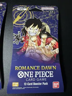 Lot of (2) One Piece English Romance Dawn OP-01 Pre Errata Sleeved Booster Packs - Image 3