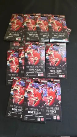 Lot of (15) One Piece TCG OP-16 The Time Of Battle Sleeved Booster Packs SEALED - Image 1
