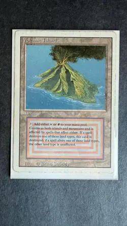 MTG Volcanic Island – Revised Edition (3ED) Heavily Played Dual Land - Image 1