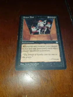 MTG Pre-Modern Stronghold Black Rare Grave Pact Lightly Played Condition - Image 1