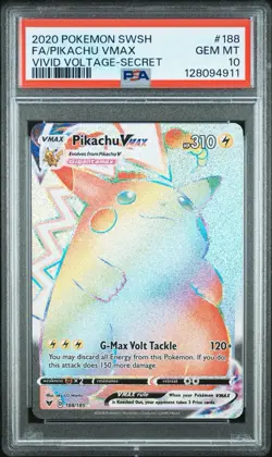 Pokemon Vivid Voltage Pikachu Vmax 188/185 Secret Rare Ultra Holo Foil PSA 10 - Image 1