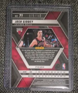 2024-25 Panini Mosaic #71 Josh Giddey Blue Seismic Prizm /149 Bulls 🏀🏀 - Image 2