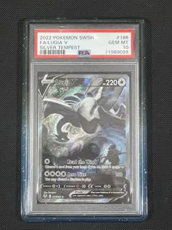 Pokemon Lugia v Alt Art TCG Card 186/195 Silver Tempest SWSH PSA 10 (with guard) - Image 1