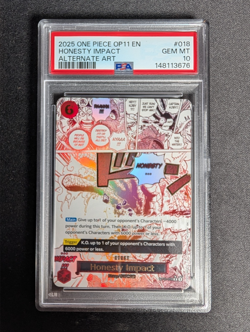 Honesty Impact (Alternate Art) OP11-018 A Fist of Divine Speed Foil - PSA 10 - Image 3