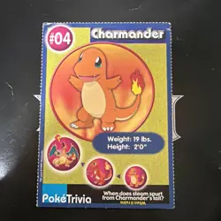 Charmander Poketrivia Card #4 Pokemon Mewtwo Strikes Back 1999 Burger King - Image 1