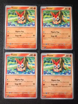 4x Victini 030/162 Pokemon card SV Temporal Forces common NM - Image 1