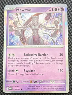 Pokemon TCG Scarlett & Violet 151 Mewtwo Holo Rare Card #150/165 - Image 1