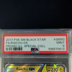 PSA 9 2017 Pokemon SM Black Star Promo Raichu GX SM90 Full Art Holo - Image 2