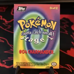 1999 Topps Pokemon E4 of 12 Charmander Black Logo TV Animation Edition - Image 2
