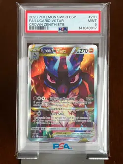 Pokemon Lucario VSTAR 291 Black Star Promo Crown Zenith ETB PSA 9 - Image 1
