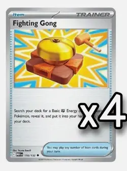 4x Fighting Gong 116/132 Me01: Mega Evolution PLAYSET x4 - Pokemon TCG - NM - Image 1