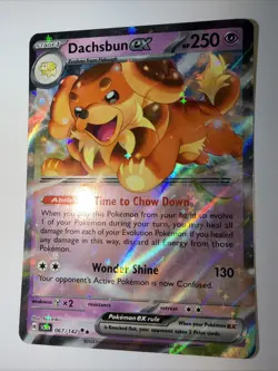 Pokemon TCG Dachsbun ex 067/142 Sv07: Stellar Crown Full Art Double Rare Holo 2… - Image 2