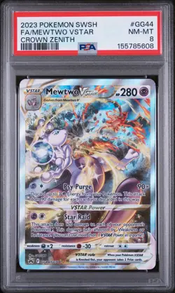 2023 Pokemon Sword And Shield Crown Zenith #GG44 Fa/Mewtwo Vstar PSA 8 - Image 1