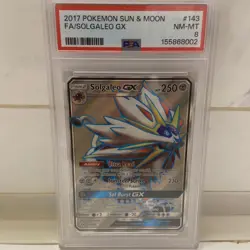2017 Pokemon Sun & Moon Base Set Solgaleo GX Full Art #143 PSA 8 - Image 1