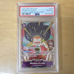 Monkey D. Luffy PSA 10 Bandai Card Games Fest OP07-073 One Piece 2025 - Image 1