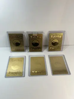 Pokemon TCG 6 Gold Metal Cards Charizard Pikachu VMAX V DX Collectible Lot - Image 2