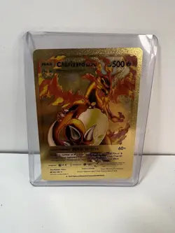 Pokemon TCG 6 Gold Metal Cards Charizard Pikachu VMAX V DX Collectible Lot - Image 4