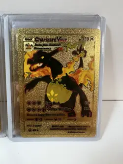 Pokemon TCG 6 Gold Metal Cards Charizard Pikachu VMAX V DX Collectible Lot - Image 5