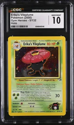 CGC 10 GEM MINT Erika's Vileplume 2000 Gym Heroes 5/132 Holo Pokemon Card - Image 1