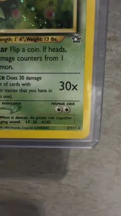 Pokemon TCG Bellossom Neo Genesis Holo Rare Card 3/111 - Image 4