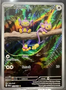 Pokemon Aipom 211/182 SV04 Paradox Rift Illustration Rare Holo EN - Image 1
