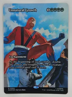 MTG Marvel Eternal-Legal MAR 84 Unnatural Growth (Borderless) Foil - Image 1
