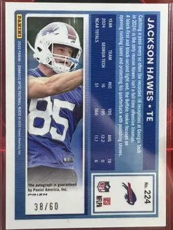 2025 Optic Rated Rookie Jackson Hawes Black Gold Autograph /60 🔥 Buffalo Bills - Image 2